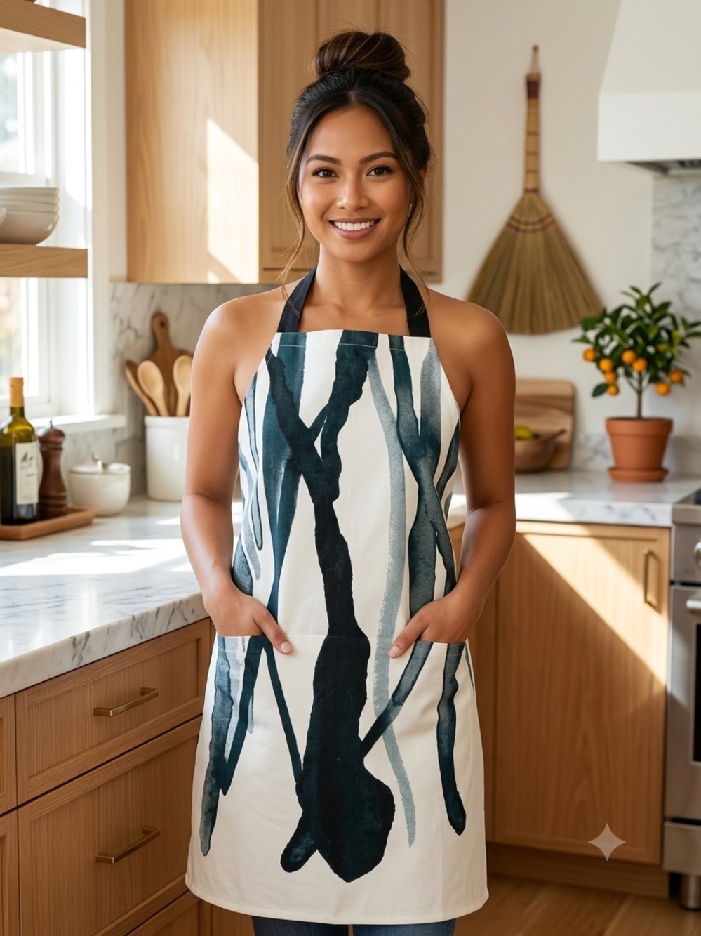 2016 - NEW Retro Glam Navy  Apron – Tiered Ruffle Hem